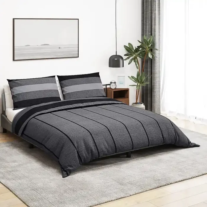 vidaXL Duvet Cover Set Dark Grey 240×220 cm Cotton
