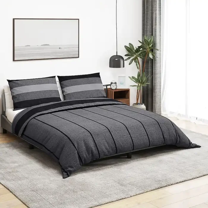 vidaXL Duvet Cover Set Dark Grey 260×220 cm Cotton