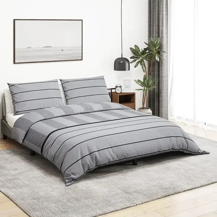 vidaXL Duvet Cover Set Grey 135×200 cm Cotton