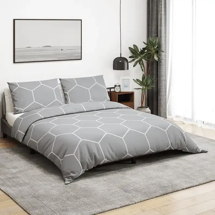 vidaXL Duvet Cover Set Grey 140×200 cm Cotton