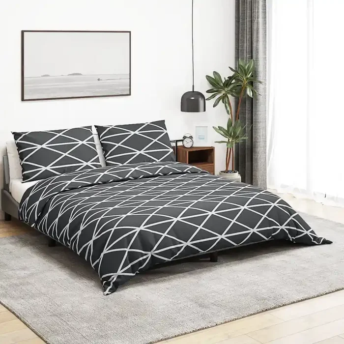 vidaXL Duvet Cover Set Grey 155×220 cm Cotton