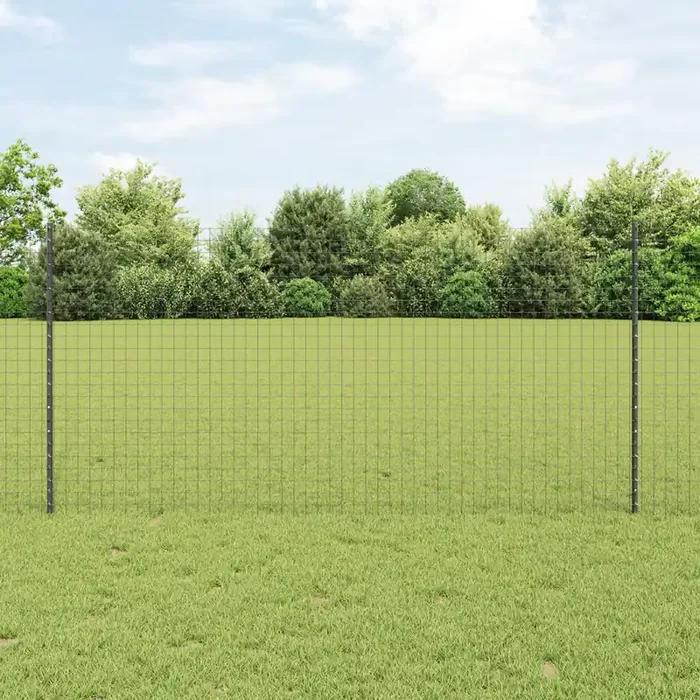 vidaXL Euro Fence with 10 U Posts Grey 1,2×10 m Steel