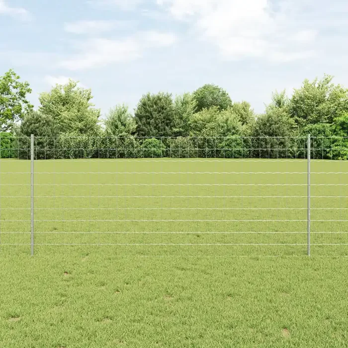 vidaXL Euro Fence with 10 U Posts Silver 1×10 m Steel