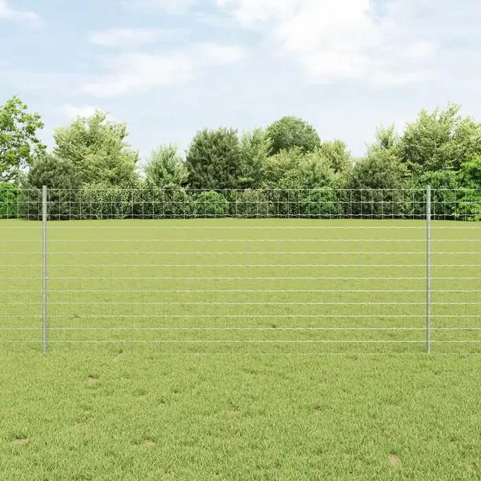vidaXL Euro Fence with 10 U Posts Silver 1×10 m Steel