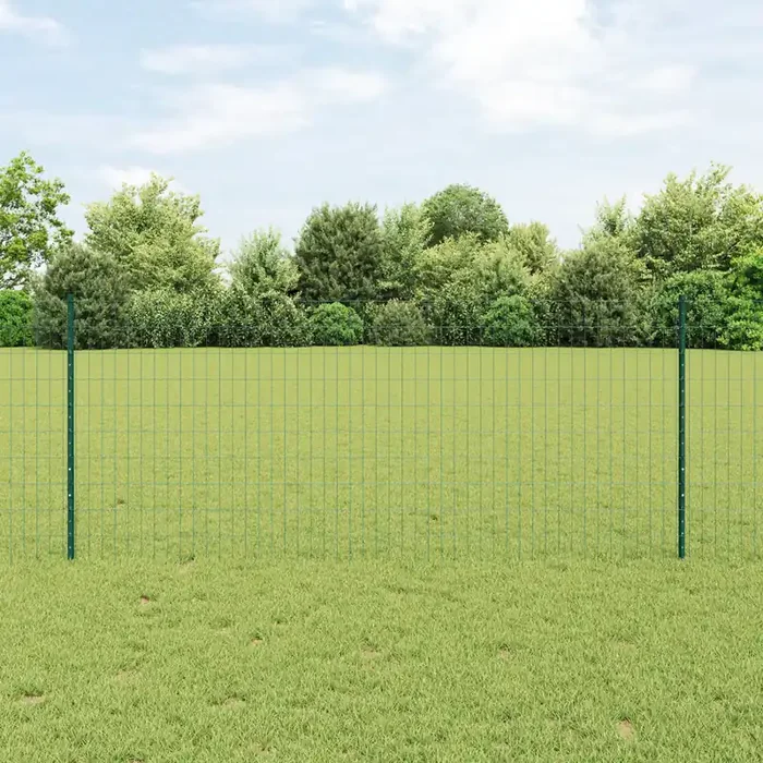 vidaXL Euro Fence with 11 U Posts Green 1×25 m Steel