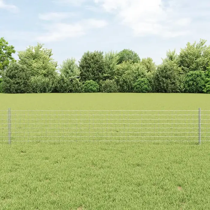 vidaXL Euro Fence with 11 U Posts Silver 0,4×25 m Steel