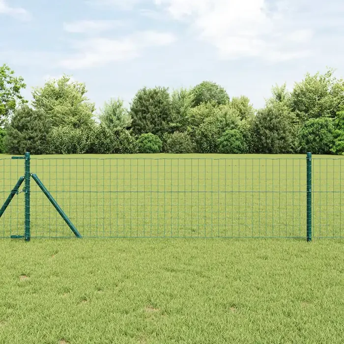 vidaXL Euro Fence with 13 Posts 0.8×25 m Galvanised Steel Green