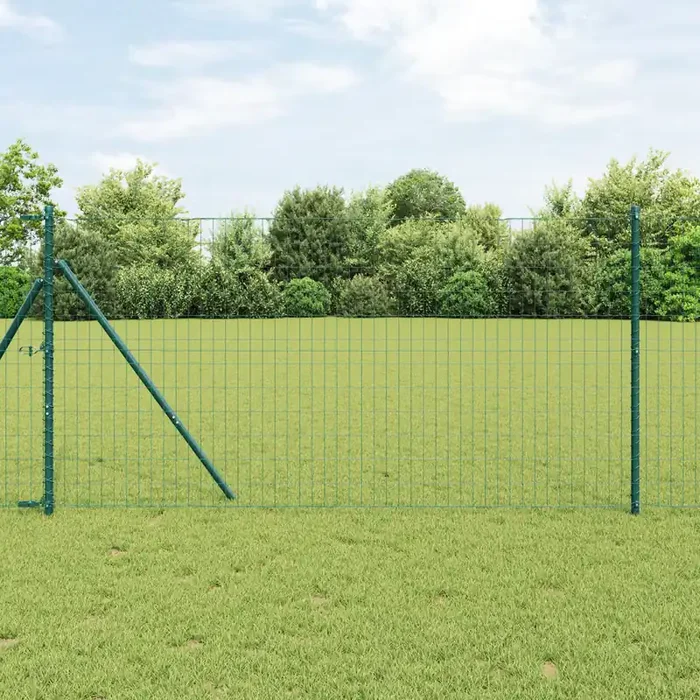 vidaXL Euro Fence with 13 Posts 1×25 m Galvanised Steel Green