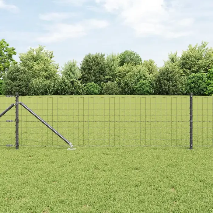 vidaXL Euro Fence with 13 Spike Posts 0.4×50 m Galvanised Steel Grey