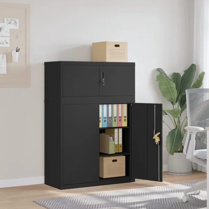vidaXL File Cabinet Black 90x40x130 cm Steel