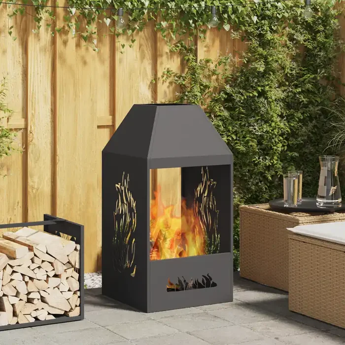 vidaXL Fire Pit Black 50x50x100 cm Steel