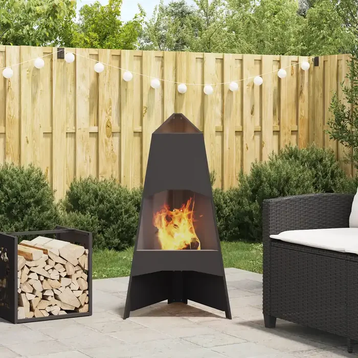 vidaXL Fire Pit Pyramid Black 50x45x95 cm Steel