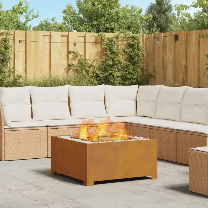 vidaXL Fire Pit Square 80x80x40 cm Weathering Steel