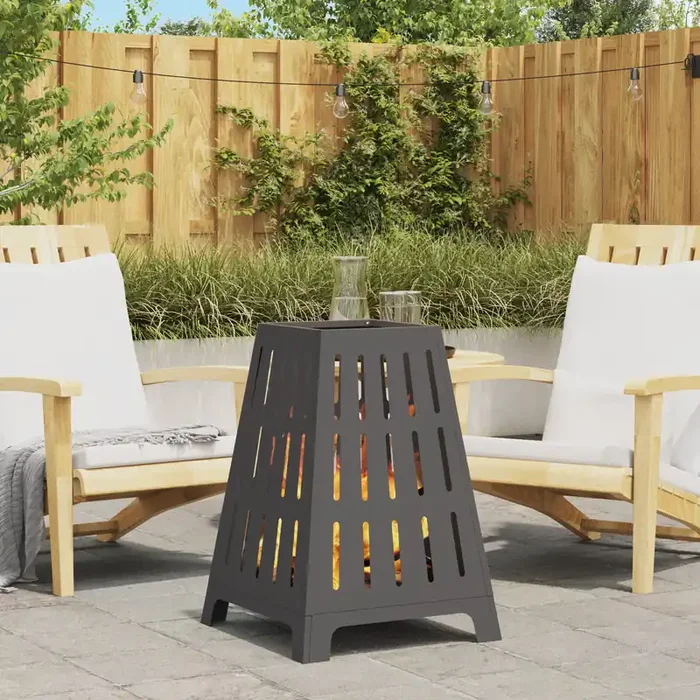 vidaXL Fire Pit Square Black 50x50x70 cm Steel