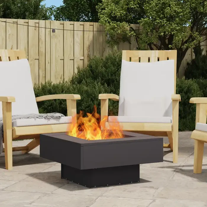 vidaXL Fire Pit Square Black 60x60x30 cm Steel