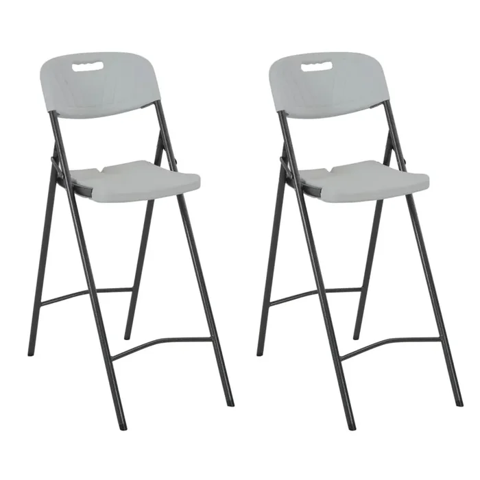 vidaXL Folding Bar Chairs 2 pcs HDPE and Steel White