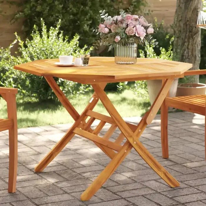 vidaXL Folding Garden Table Ø110×75 cm Solid Wood Acacia