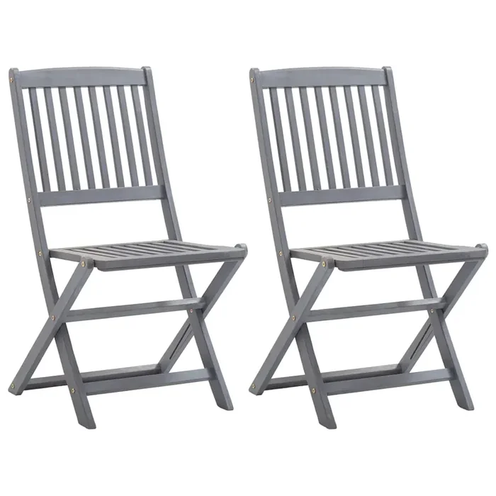 vidaXL Folding Outdoor Chairs 2 pcs Solid Acacia Wood