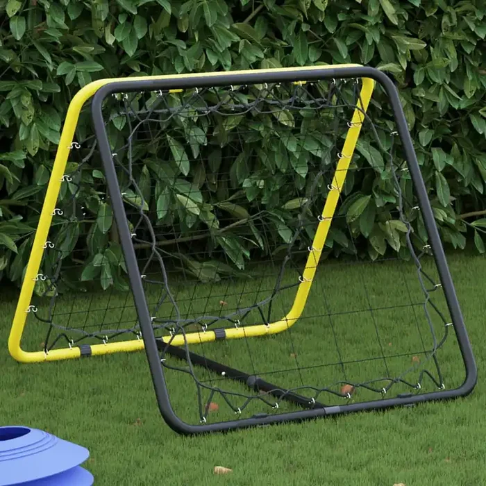 vidaXL Football Rebounder Double Side Adjustable Yellow and Black Steel