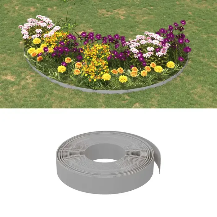 vidaXL Garden Edgings 2 pcs Grey 10 m 10 cm Polyethylene