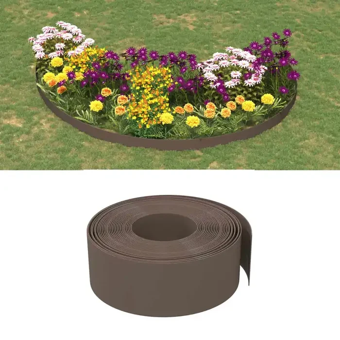 vidaXL Garden Edgings 3 pcs Brown 10 m 20 cm Polyethylene
