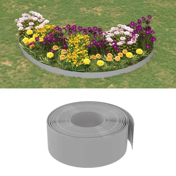 vidaXL Garden Edgings 3 pcs Grey 10 m 20 cm Polyethylene