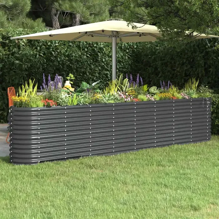 vidaXL Garden Raised Bed Powder-coated Steel 332x40x68 cm Anthracite