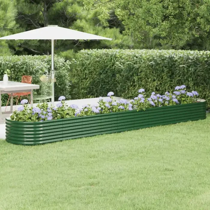 vidaXL Garden Raised Bed Powder-coated Steel 440x80x36 cm Green