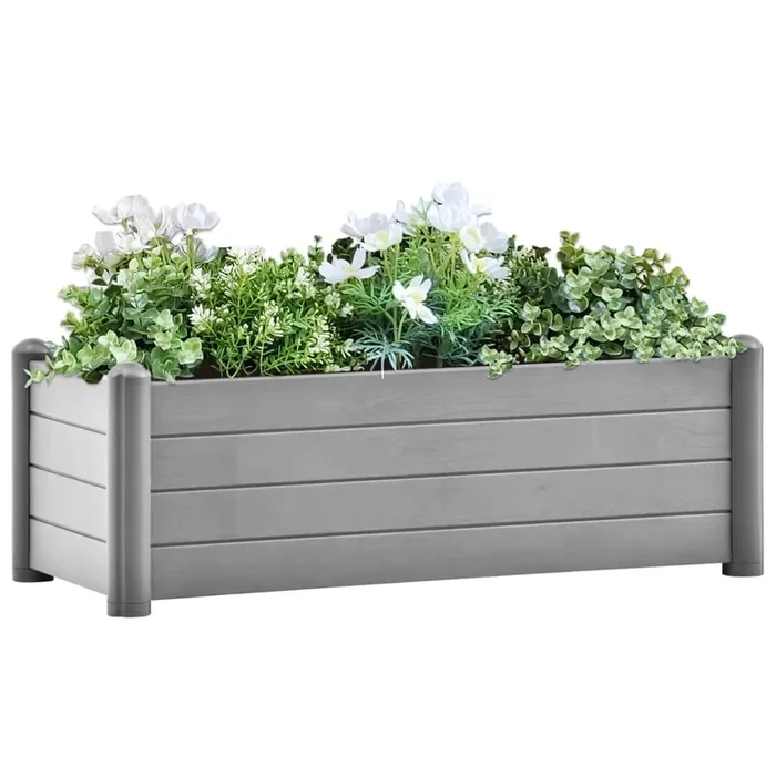 vidaXL Garden Raised Bed PP Stone Grey 100x43x35 cm