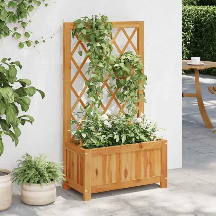 vidaXL Garden Raised Bed with Trellis Solid Acacia Wood