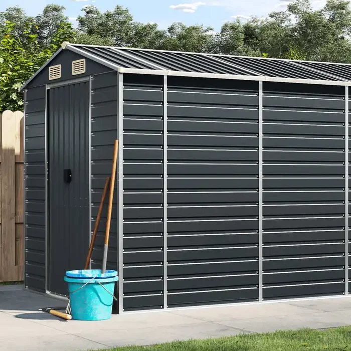 vidaXL Garden Shed Anthracite 191x555x198 cm Galvanised Steel