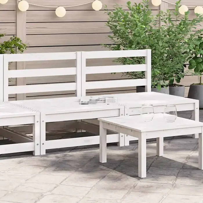 vidaXL Garden Sofas Armless 2 pcs White 70x70x67 cm Solid Wood Pine
