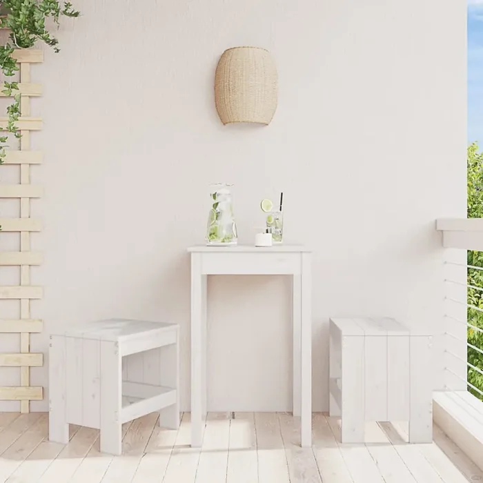 vidaXL Garden Stools 2 pcs White 40x36x45 cm Solid Wood Pine