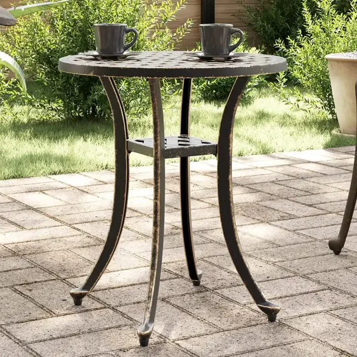 vidaXL Garden Table Bronze Ø48×53 cm Cast Aluminium