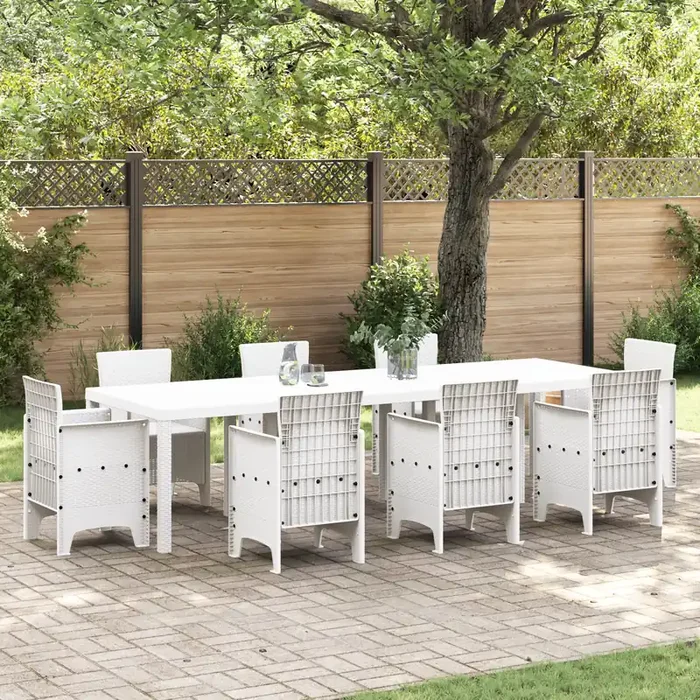 vidaXL Garden Table White 300x100x73 cm Poly Rattan