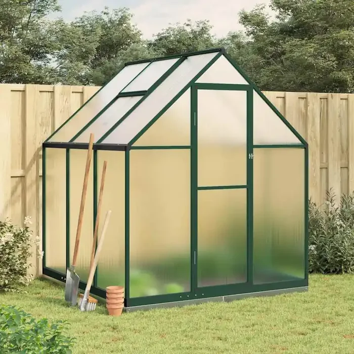 vidaXL Greenhouse with Base Frame Green 169x169x202 cm Aluminium