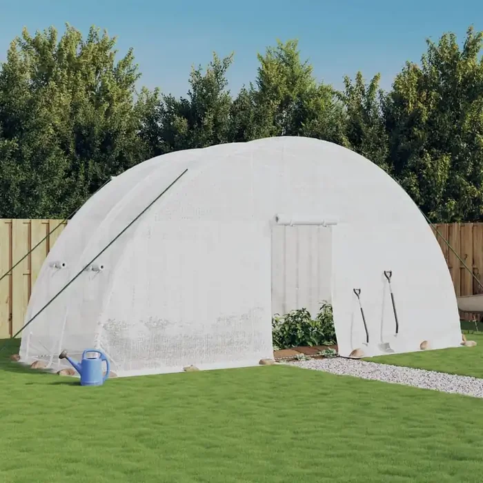 vidaXL Greenhouse with Steel Frame White 12 m² 6x2x2.85 m