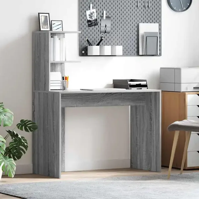 vidaXL Grey Writing Desk Grey Sonoma Particle board Standard desk size