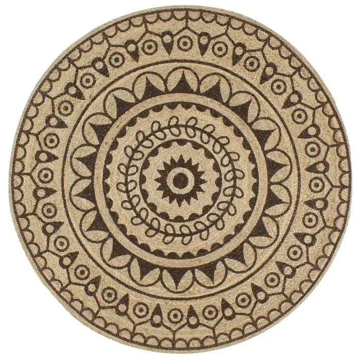 vidaXL Handmade Rug Jute with Dark Brown Print 120 cm