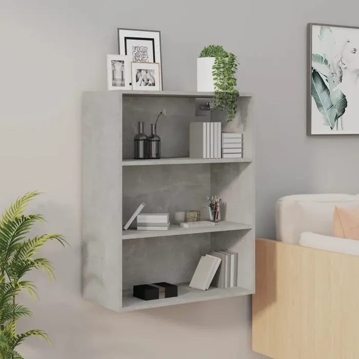 vidaXL Hanging Wall Cabinet Concrete Grey 69.5×32.5×90 cm