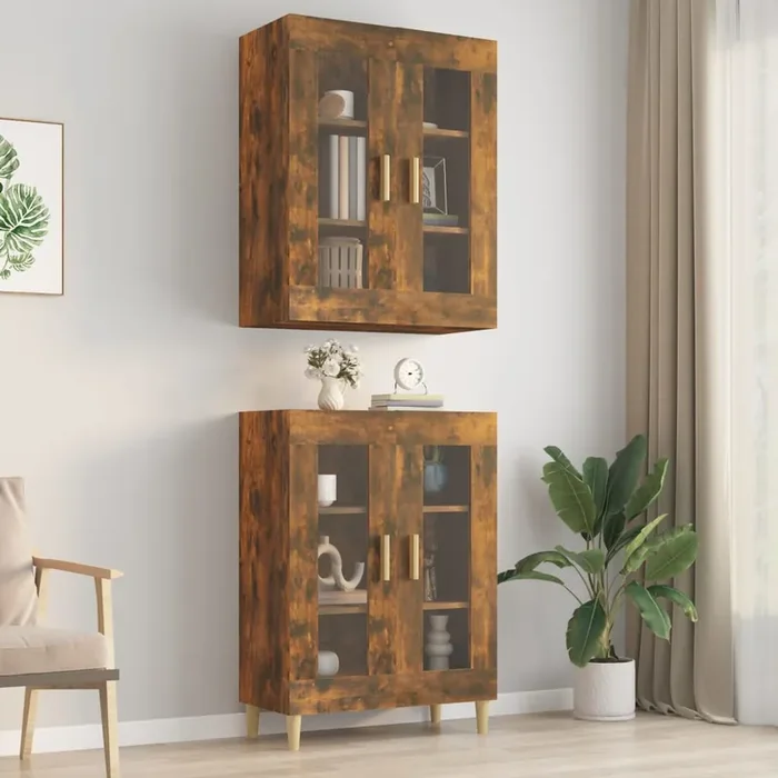 vidaXL Hanging Wall Cabinet Smoked Oak 69.5x34x90 cm