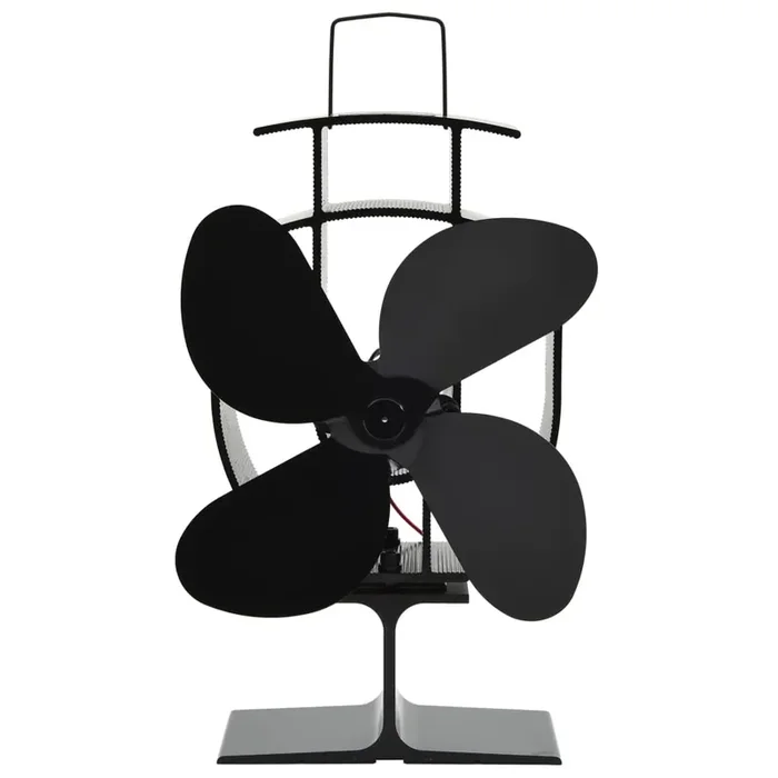 vidaXL Heat Powered Stove Fan 4 Blades Black