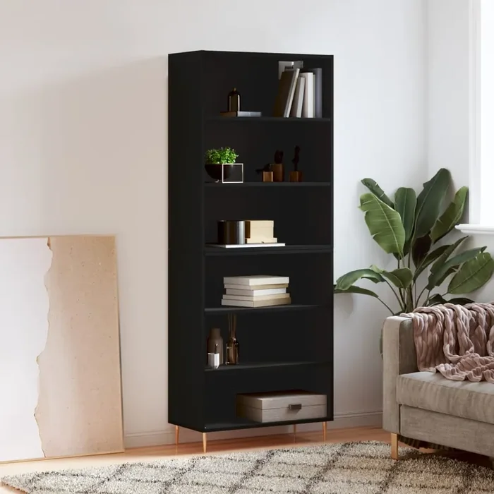 vidaXL Highboard Black 69.5×32.5×180 cm Engineered Wood