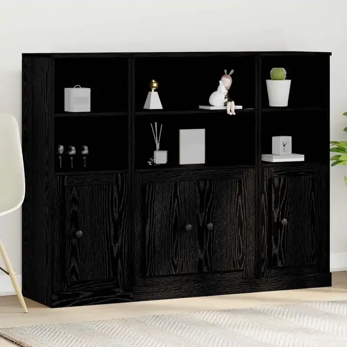vidaXL Highboard Black Oak 132×35,5×103,5 cm Engineered Wood
