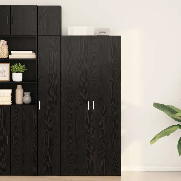 vidaXL Highboard Black Oak 40×42.5×185 cm Engineered Wood