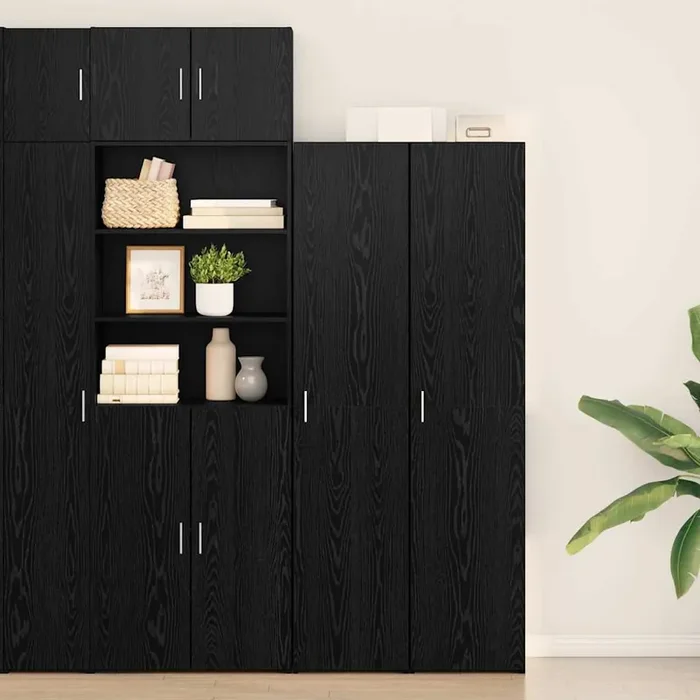 vidaXL Highboard Black Oak 40×42.5×185 cm Engineered Wood