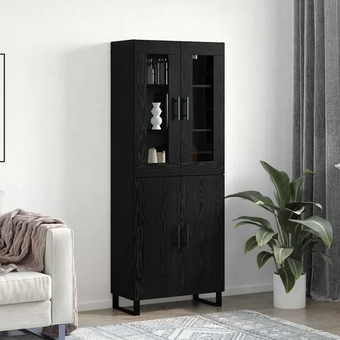 vidaXL Highboard Black oak 69.5 x 34 x 90 cm Engineered wood