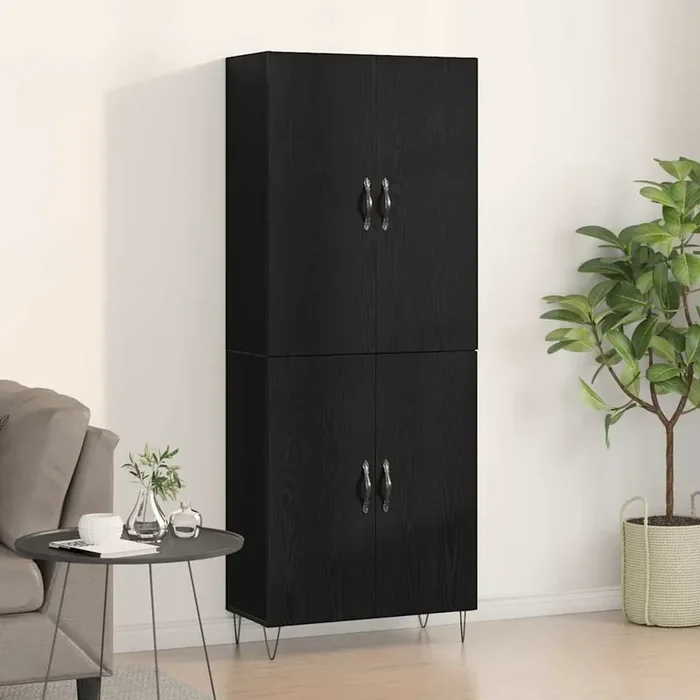 vidaXL Highboard Black Oak 69,5x34x180 cm Engineered Wood