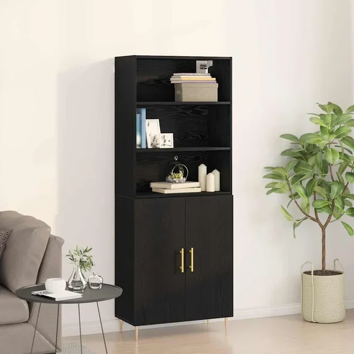 vidaXL Highboard Black Oak 69.5x34x180 cm Engineered Wood