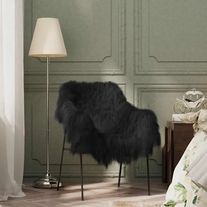 vidaXL Icelandic Sheepskin Chair Cover Black 70×110 cm